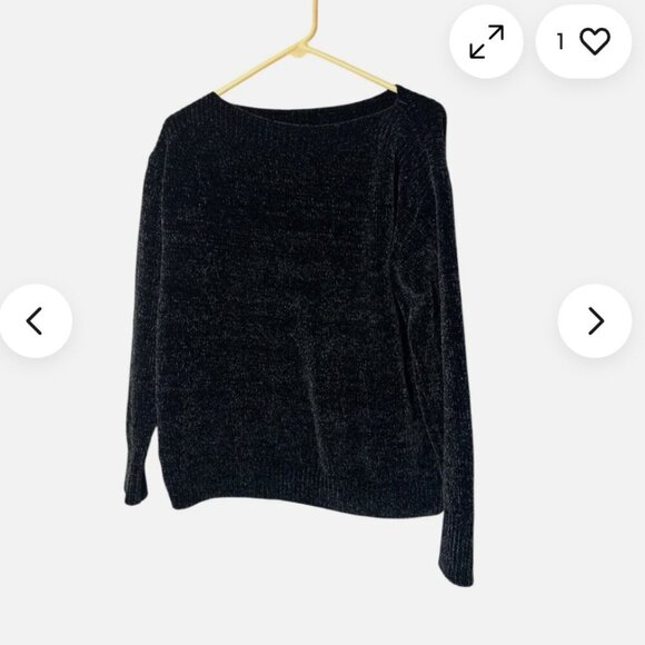 Tommy Bahama Women's Medium St. Luna Boat Neck Chenille‎ Black Sweater - Picture 1 of 4